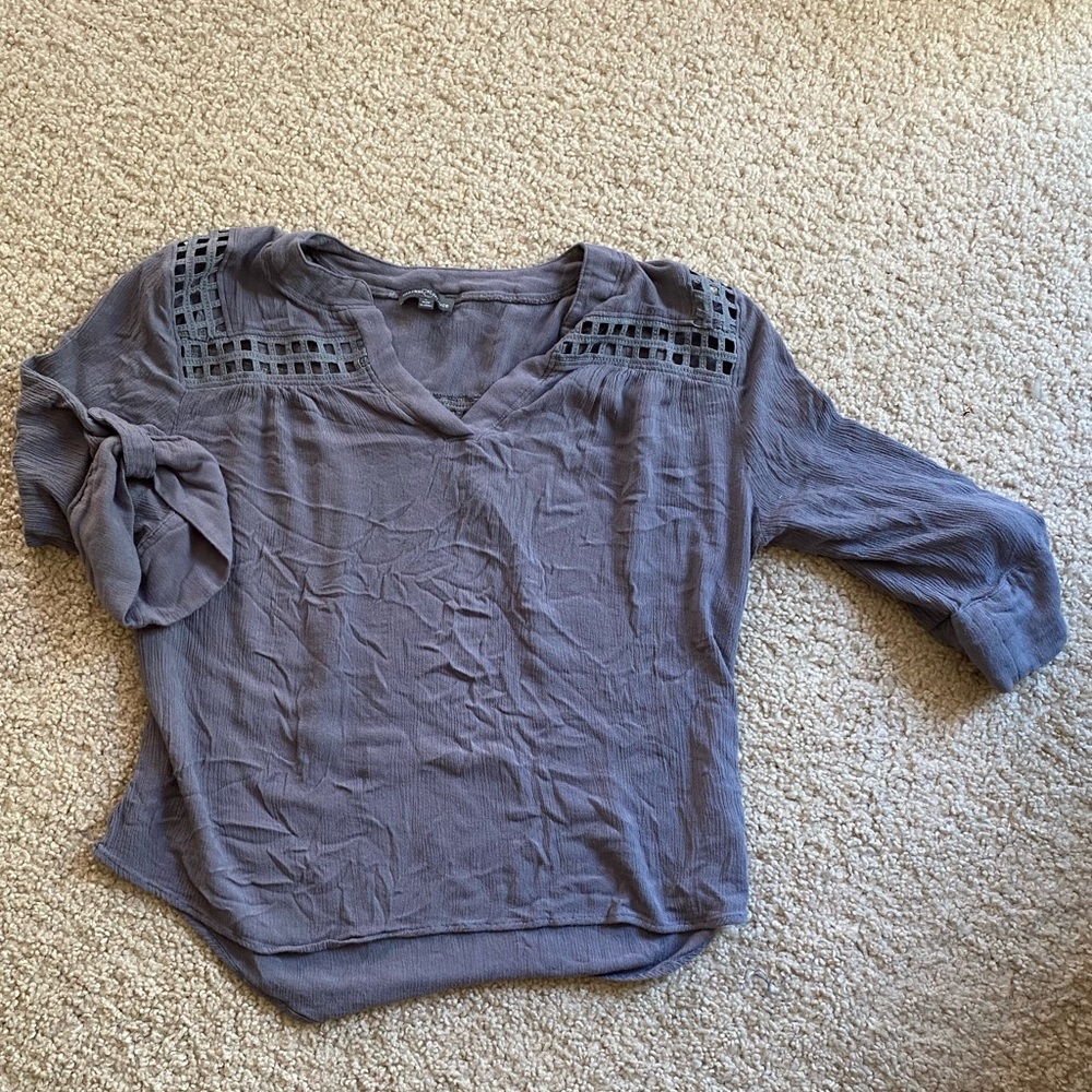 Blue shoulder detail blouse